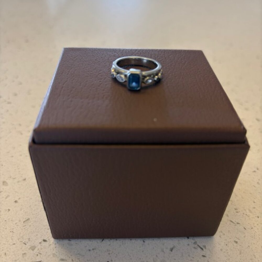 .82ct Montana Sapphire & Diamond Engagement Ring, 14k White Gold, Appraised 3.5k - Picture 3 of 9
